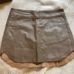 Tan leather mini skirt